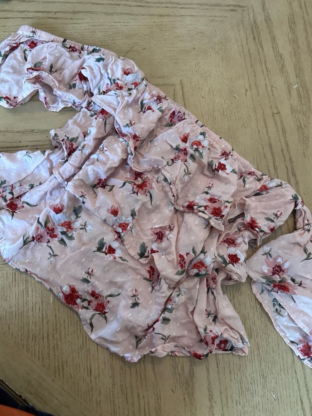 American Eagle Outfitters Pink Floral Off-Shoulder Ruffle Top